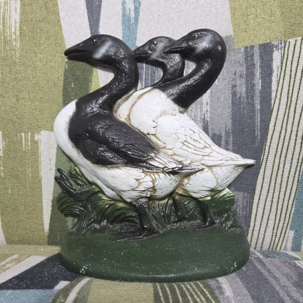 Vintage Donsco Cast Iron Geese Door Stop Ducks Door Stop Cottage Core